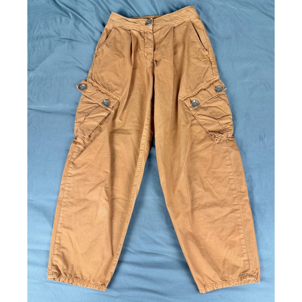 Free People Cargo Pocket Tapered Cargo Pants Women's 0 Khaki Cotton - Picture 1 of 8